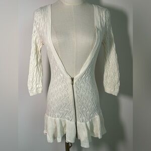 VTG Y2K CATCH MY I Knit peplum cardigan SWEATER
